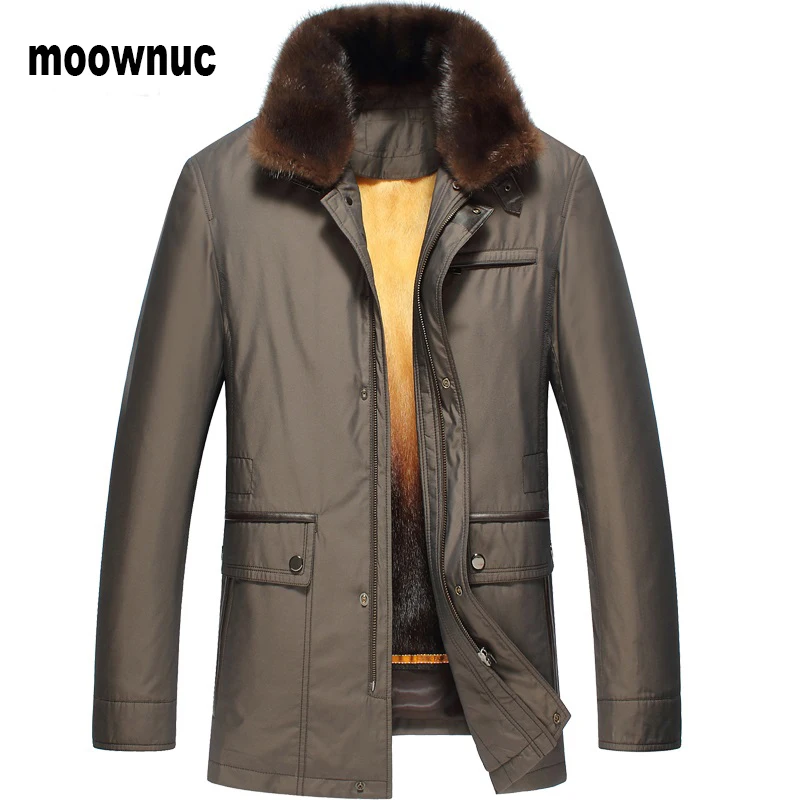 Новое поступление, теплые зимние куртки высокого качества с подкладкой из меха норки, мужские куртки с воротником из меха норки, мужские куртки, пальто - Цвет: bright grey