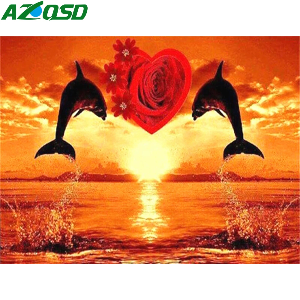 AZQSD алмазная вышивка дельфин крестиком рукоделие мозаика животное картина