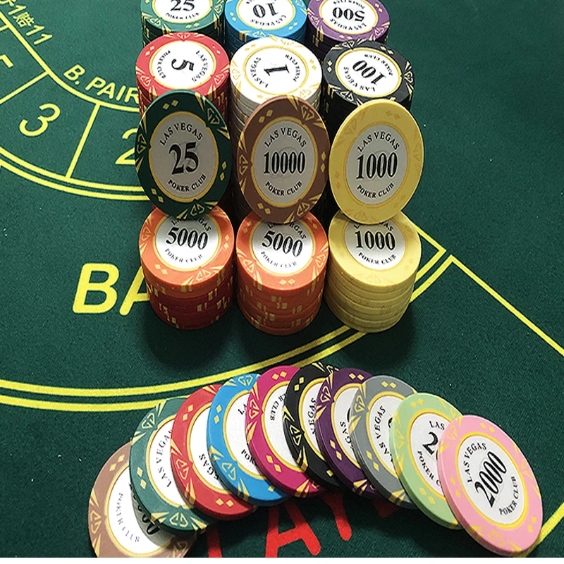 Лас-Вегаса покер чип глина материал казино Техасский покер чип набор покерная монета металлические монеты фишки покер клуб аксессуары Настраиваемые