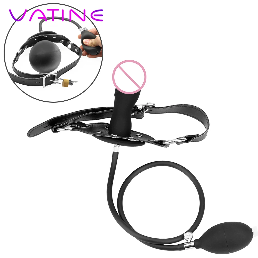 VATINE Sex Products SM Bondage Fetish Open Mouth Gag For Couples Flirt Toys Adult Games Inflatable Penis Plug | Красота и здоровье