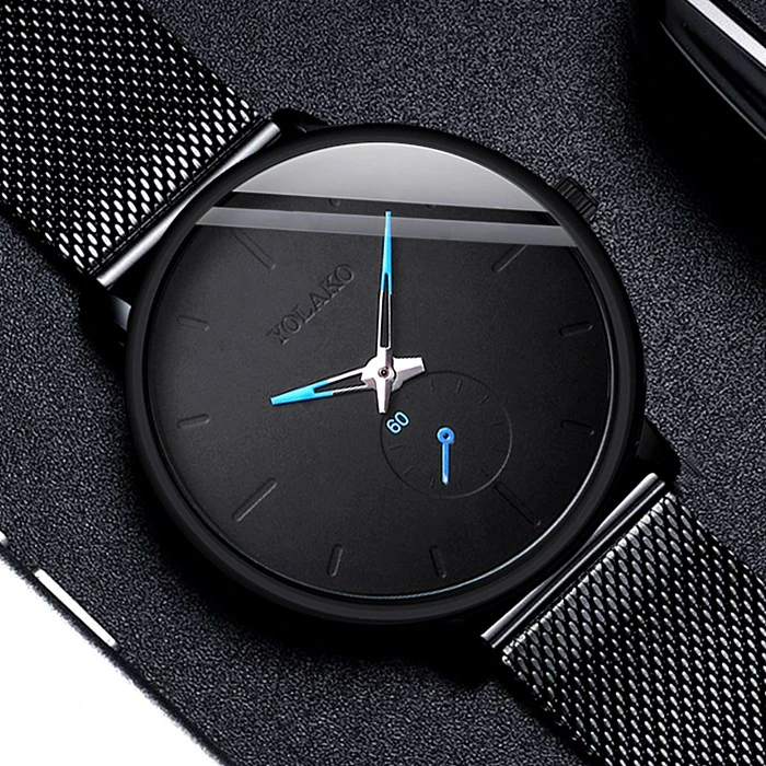 

Hot Sale Men Business Watch Luxury Stainless Steel Mesh Quartz Wrist Watches Relogio Masculino For Gift Clock