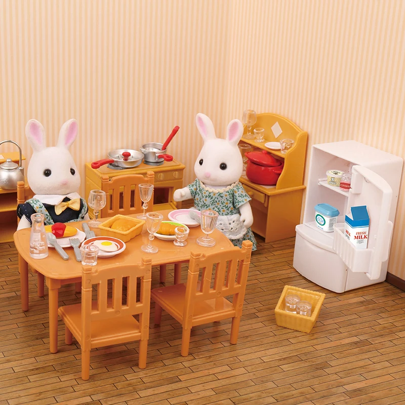 Miniature Dollhouse Furniture Forest Animal Family 1/12 Toys Girl Dolls Accessories Bedroom Bathroom Kit For Dolls