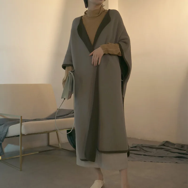 

Origional Separate Designer WOMEN'S Dress Iliad Autumn And Winter New Style Wool Overcoat Knitted dou peng kuan Coat Women's