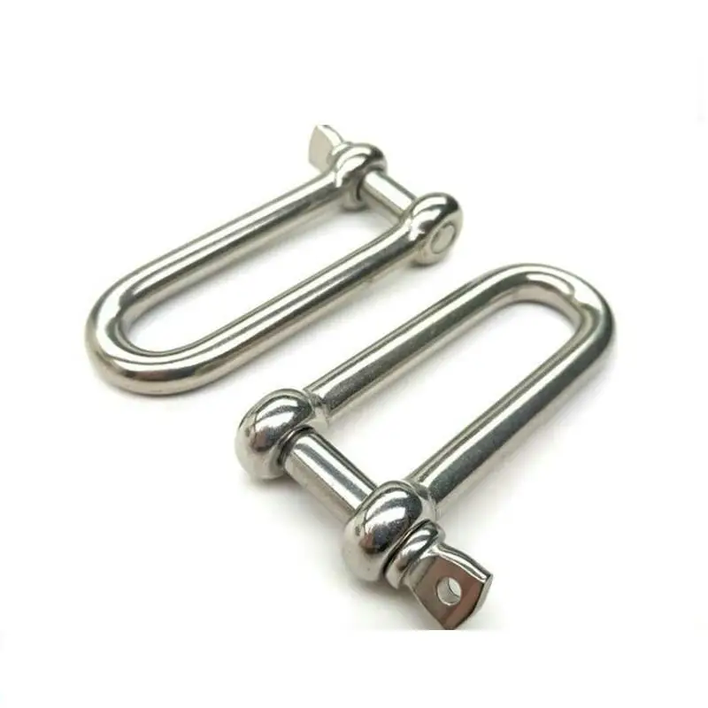 HQ LD01 M4-M16 All Sizes AISI304 Long Straight D Shackle Stainless Steel Anchor Shackle Chain Wire Rope Connector stainless steel chain