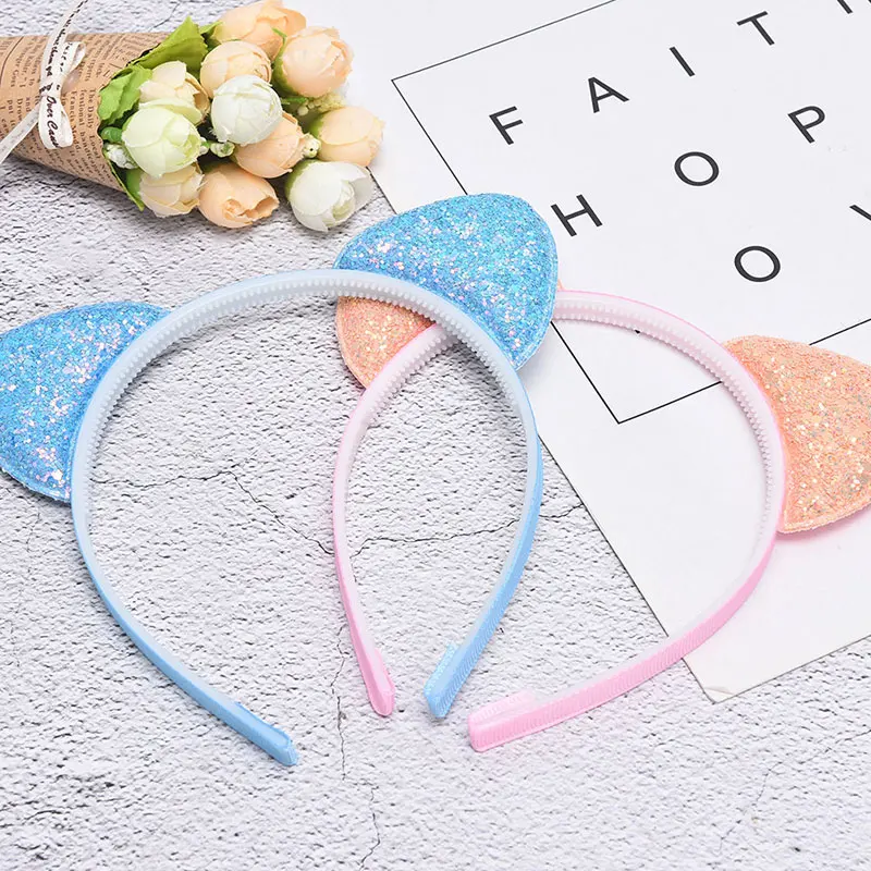 Cute Shiny Sequins Cat Ears Headband For Girl Cat Ears Hairband Kid Hair Accessories For Women Cartoon Headband