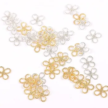 

50pcs 8mm Metal Crafts Gold Silver Filigree Wraps Flower Connectors For DIY Scrapbook Home DecorJewelry Making Jewelry yk0776