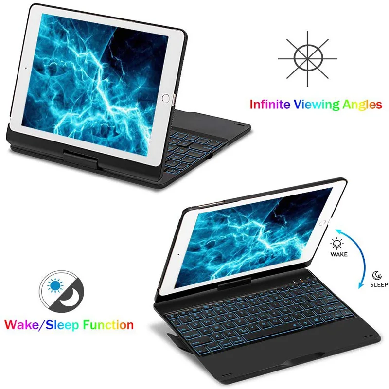 Чехол для iPad 9,7, тонкий, 7 цветов, с подсветкой, Bluetooth, клавиатура, чехол для /, IPad 9,7/iPad Air/IPad Air2/iPad pro 9,7