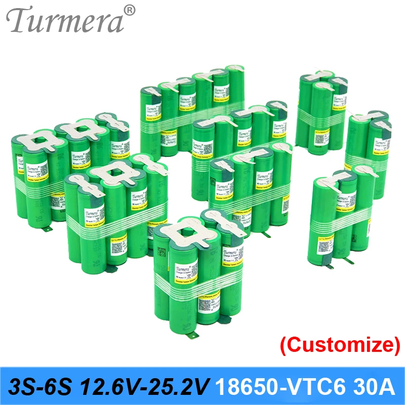 

3S 4S 5S 6S 12.6V 16.8V 18V 25V 18650 Battery Pack US18650VTC6 3000mAh 600mAh 30A for shura screwdriver battery (customize)