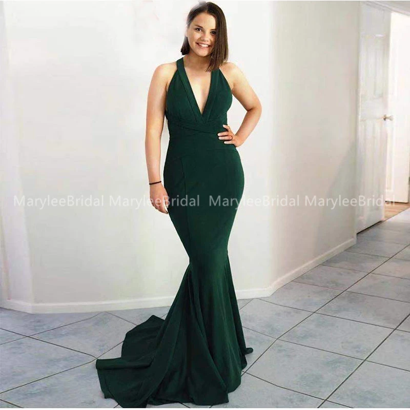 dark green halter neck dress