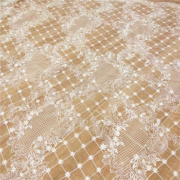 

New Style Embroidered Grid Star Small Flower Lace Fabric for Cloth Fishtail Cheongsam Dress Decoration DIY