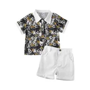 

Summer Infant Baby Boys Clothing Set Baby Floral Short Sleeve T-Shirt Shorts Party Clothes 6M-5Y