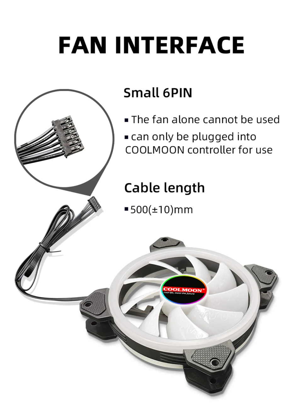 LED RGB Ajustável, 12cm, Mute Ventilador, 5V