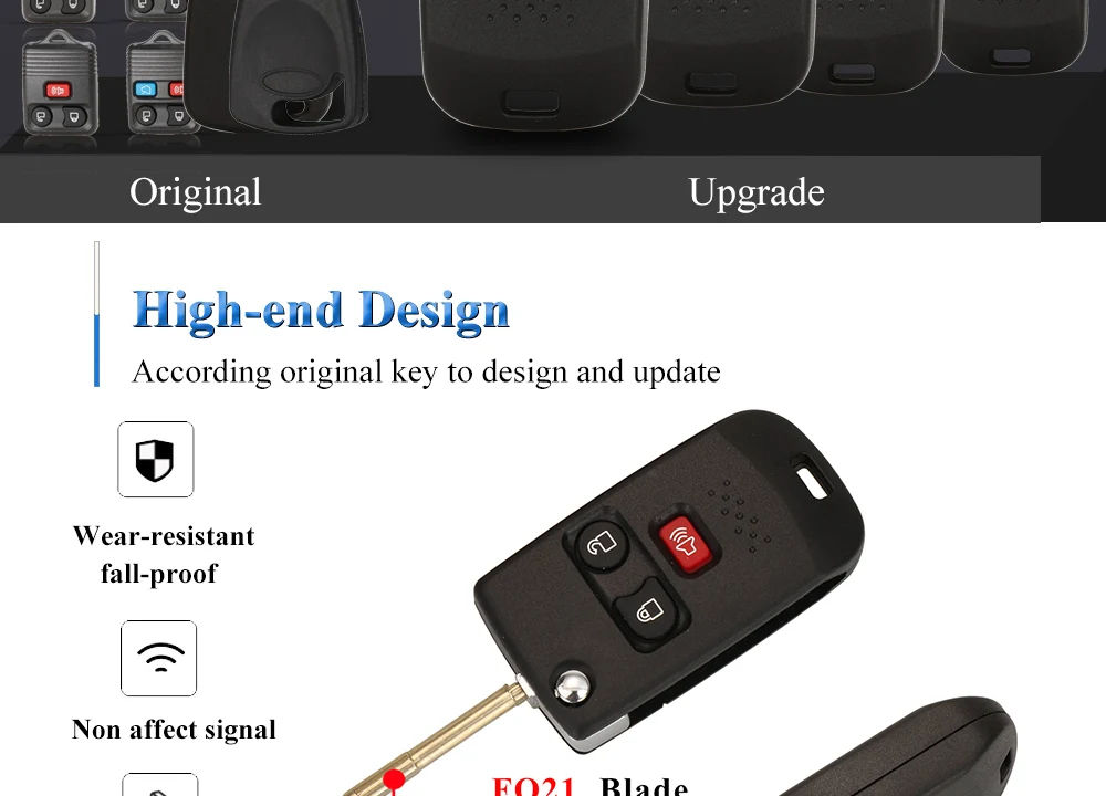 Keyforkess 10X FO38/FO21 modificato Flip Key Shell per Ford Edge spiegatore fuga spedizione Focus Lincoln Navigator Remote Fob Case - H05ca456d93554120bcff99132c72a9e9W