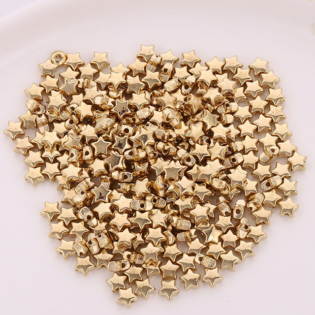 6/9mm Star Beads for Needlework Jewelry Making CCB Gold Plated Pentagram Spacer Beads Handmade Diy Bracelets