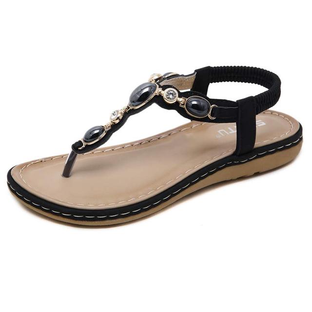 quality PU elastic strap summer sandals woman shoes new elegant jewlry decoration shoes women sandals plus size