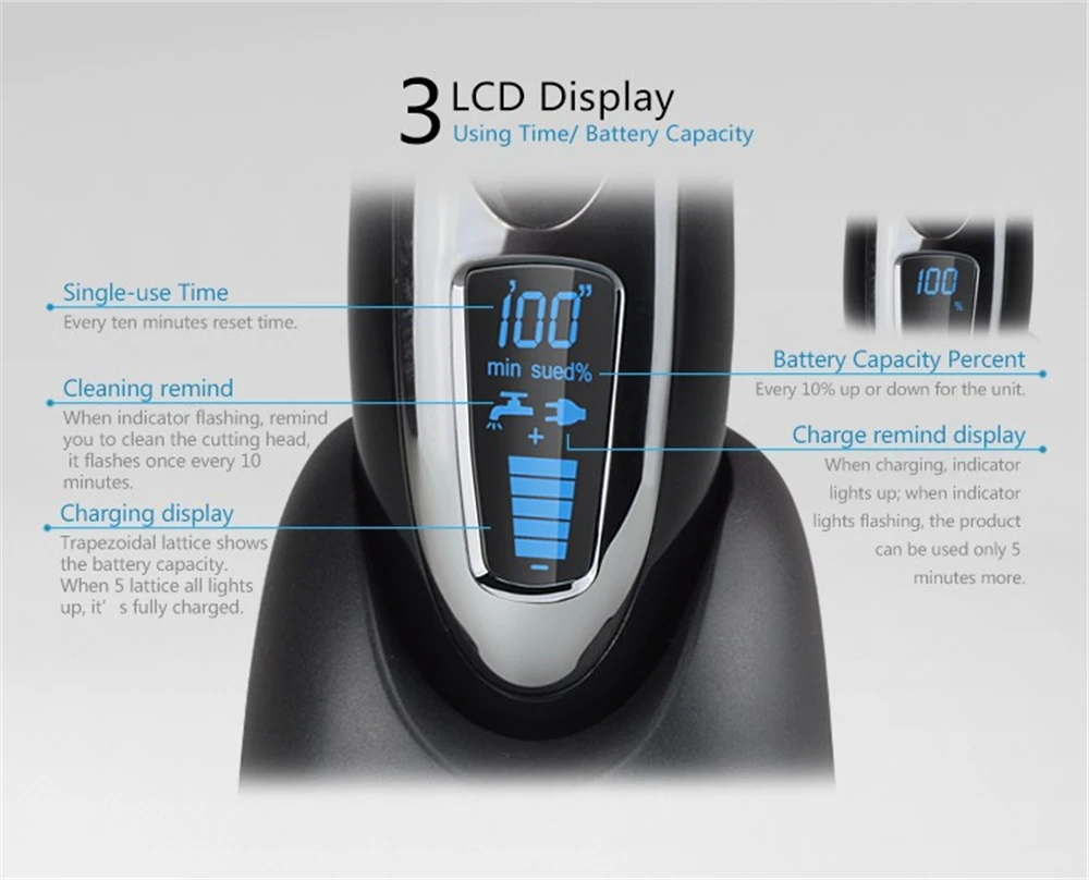 Электробритва KEMEI 4D, возвратно-поступательная электрическая бритва с четырьмя плавающими лезвиями, станок для бритья, Водонепроницаемая бритва для бороды