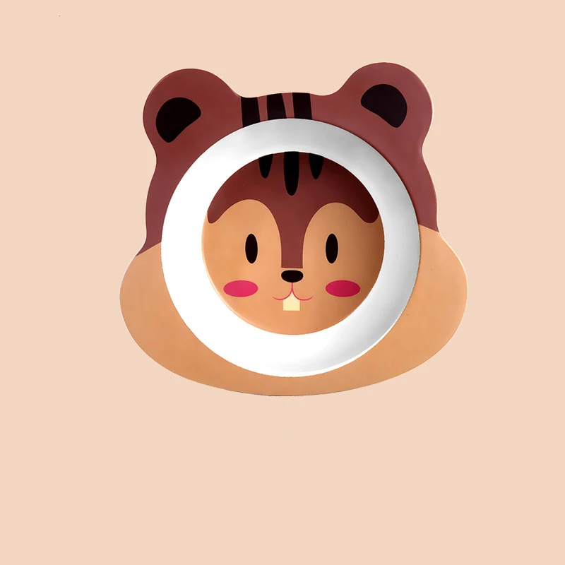 Hamster Solid Feeding Baby Food Bowl Dishes Kids Feeding for Baby Non-slip Cartoon Plate Children Bamboo Dinnerware Tableware Bamboo ECO - Цвет: Hamster