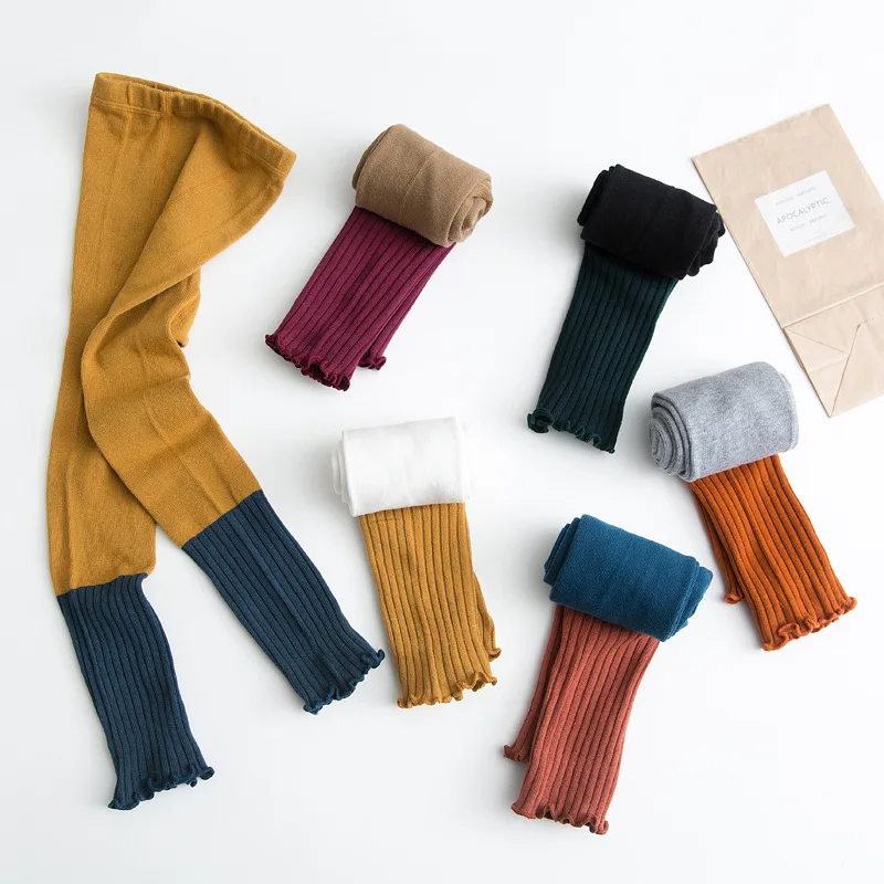 

Spring New Style Boutique Girls Base Cropped Leggings Mixed Colors Combed Cotton Panty-hose for Kids Korean-style Crawler