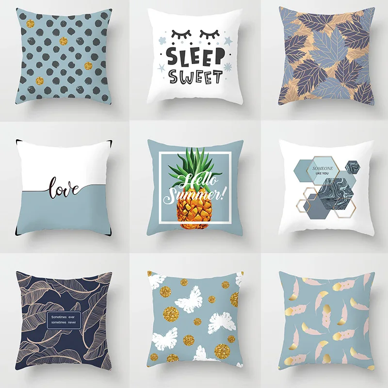 

Pillow case 45*45CM New Haze Blue Nordic Geometric Pillowcase Home Sofa Pillow Cushion Cover Decorative Pillowcase