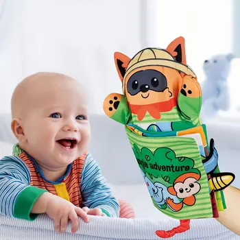 

Baby Cloth Book Toys Washable Hand Puppet with Tail Cartoon Animals Bear Three-dimensional Early Childhood Educational Toy Gifts
