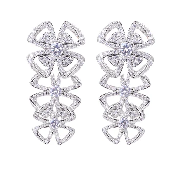 

XIUMEIYIZU 2020 New Luxury Bow-knot Drop Earrings Shinning CZ Stone Women Earring Wedding Party Brand Rhodium Plating Jewelry