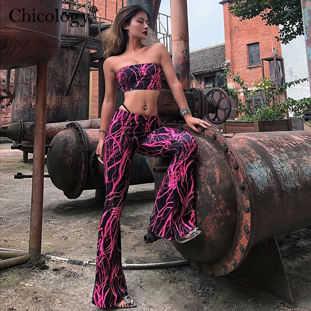 Aesthetic Print Sheer Mesh 2 Piece Set Women Club Outfits Long Sleeve  Bandana Bodysuit Top And Bodycon Pencil Pants Matching Set - Pant Sets -  AliExpress