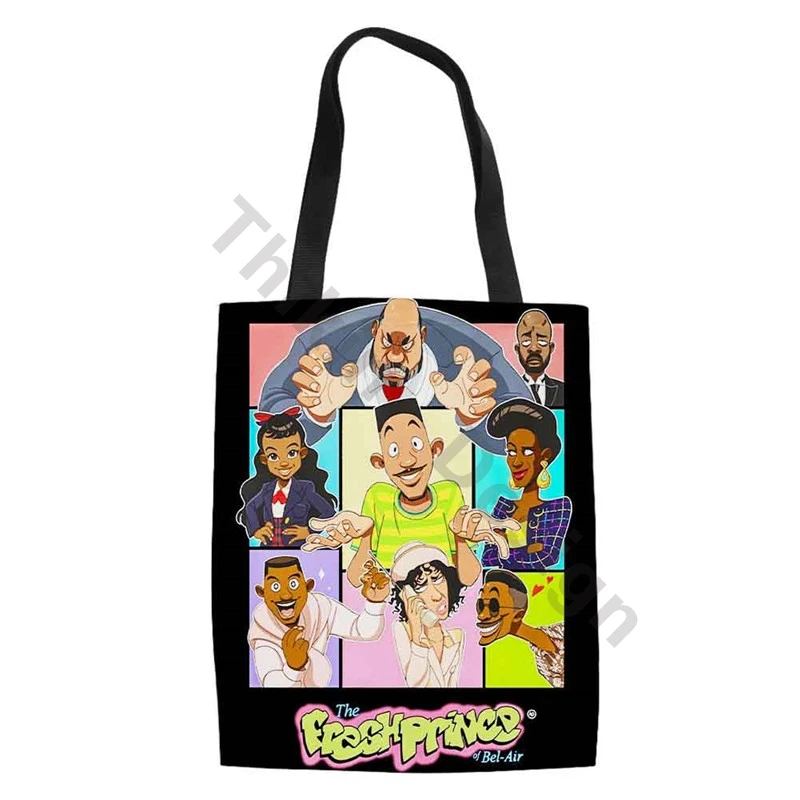 

Cartoon Fresh Prince Printed Tote Bag Custom Fashion Women Canvas Folding Shopping Bags Reusable Bolsa Reutilizable