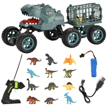 

Remote Control Dinosaur Car Toy Rechargeable Dinosaur Truck with Detachable Container & 3 Dinosaur