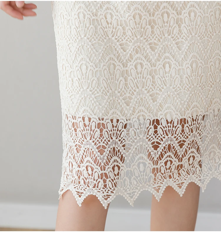 New arrival spring Runway Women Long Skirt Luxury mesh lace High Waist Elegant retro Skirt hollow out Designer sliming Skirts