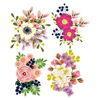 

Stickers Colorful Flower Clumps Patches Heat Transfer Parches Custom Applique Washable Easy Use Diy Patches Iron On Parches