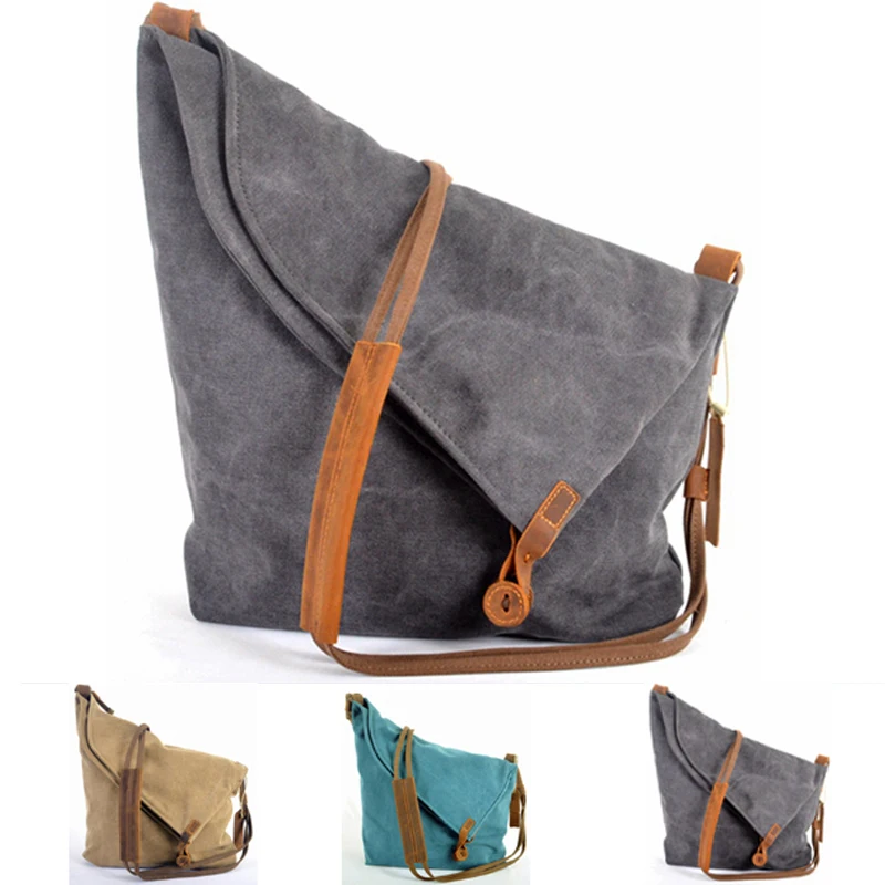 

Korean Retro New 2019 Vintage Men's military canvas +leather Shoulder Bag Men's Messenger Bag Men Crossbody Bag male Sling Bag