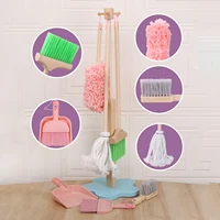Wooden Children Cleaning Tools Set Mini Broom Mop Dustpan for Kids Housework 1