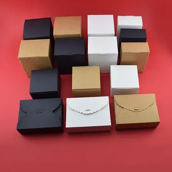 

Small Kraft paper box brown white black cardboard handmade soap box candy gift jewelry packaging box Cardboard Carton