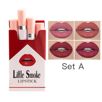 

4pcs Cigarettes Lipstick Matte Velvet Waterproof Lipstick Small Cigarette Long Lasting No Blooming Lipstick set