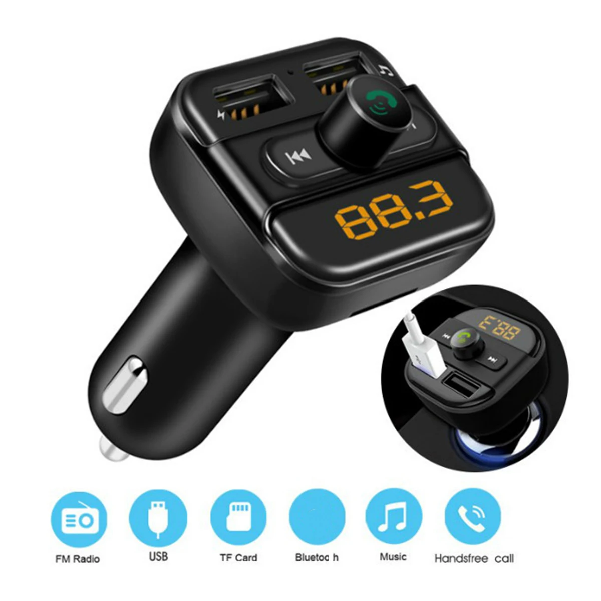 Автомобильный Bluetooth Беспроводной Hands-free FM передатчик Комплект MP3 Dual USB светодиодный дисплей Зарядное устройство Универсальный для детей возрастом от 12 V-24 V автомобилей грузовых автомобилей