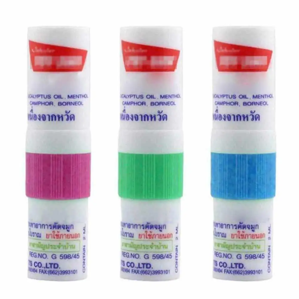 Nasal Inhaler 6Pieces Thailand Mint Cylinder Nasal Inhaler Refresh Brain Anti Stuffy Rhinitis Nose Aspirator Cure Nasal Fatigu