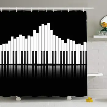 

Shower Curtain Set with Hooks 72x78 Piano Mosaic Equalizer Poster Concept Miscellaneous Textures Frequency Sound Volume Creative