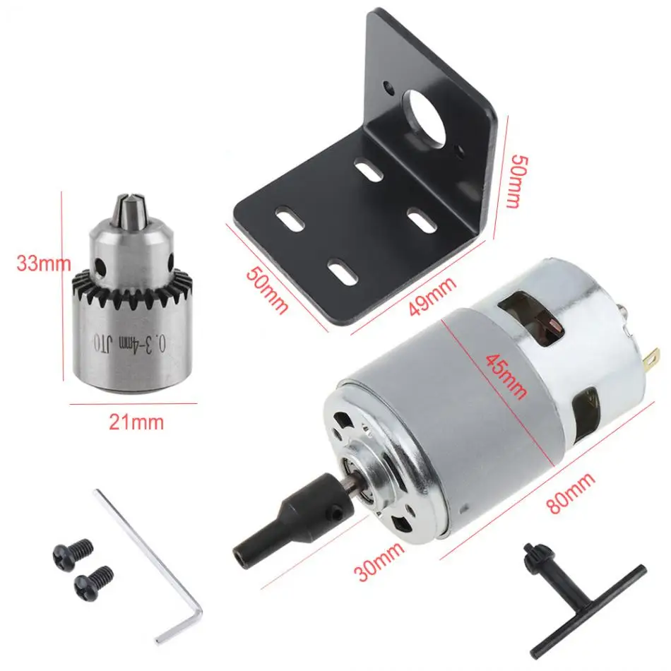 12 V-24 V электрическая дрель 775 шаровой двигатель небольшие настольная сверлильная машина с JTO Чак и Монтажный кронштейн для фрезерный станок с ЧПУ/токарный станок с ЧПУ