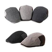 Vintage British Style Beret Cap Unisex Adjustable Sunshade Peaked Hat Woolen Fabric Beret Hat For 4 Seasons