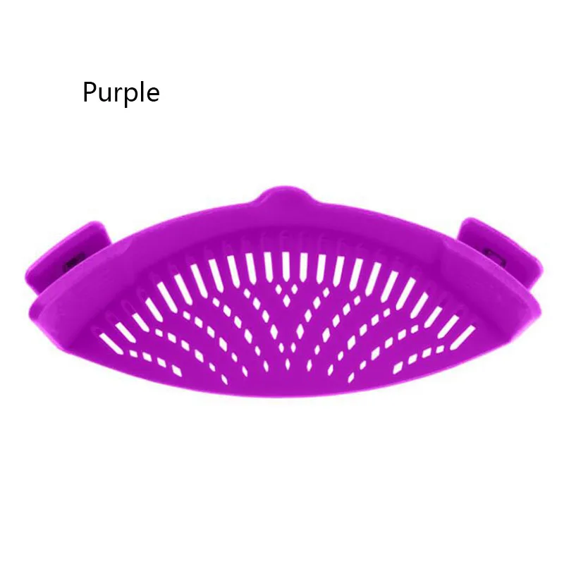 1 шт. силиконовые дуршлаги кухонные инструменты клипса на ситечко для слива избыточного жидкого фильтра утечки воды - Цвет: Фиолетовый