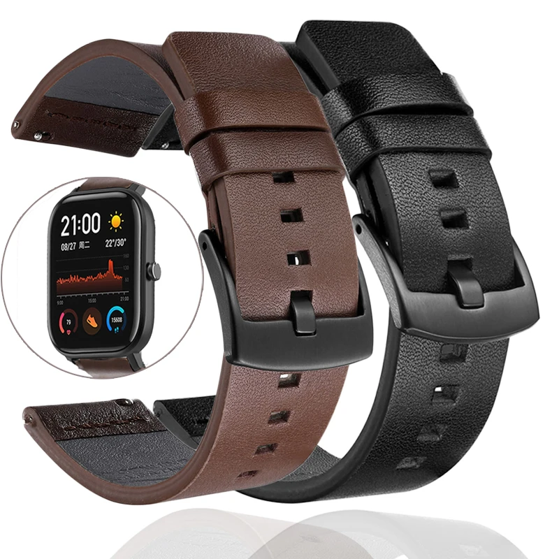 20 22 мм кожаный ремешок для часов Samsung Gear S3/Для Huawei Watch GT GT2 /Amazfit GTR GTS 47 42 смарт