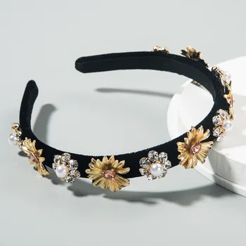 

Europe and America 2020 New Style Hair Accessories Set with Man-made Diamond Pearl Baroque-Style Flower Hair Bands Women's Creat