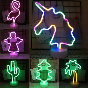 

Angel Flamingo Cactus Unicorn Rainbow Led Neon Light Sign Holiday Xmas Party Wedding Decorations Kids Room Home Decor