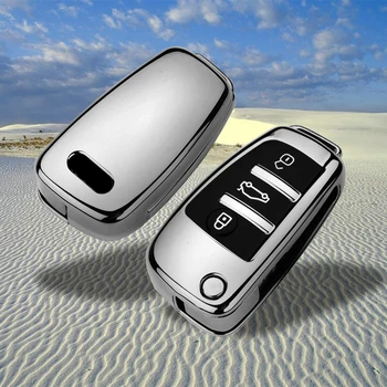 

TPU Fob Car Key Case for Audi Q7 C6 A1 A3 A4 A5 A6 C5 C6 R8 A7 A8 Key Cover Cap Flip Key Remote Car Holder Shell