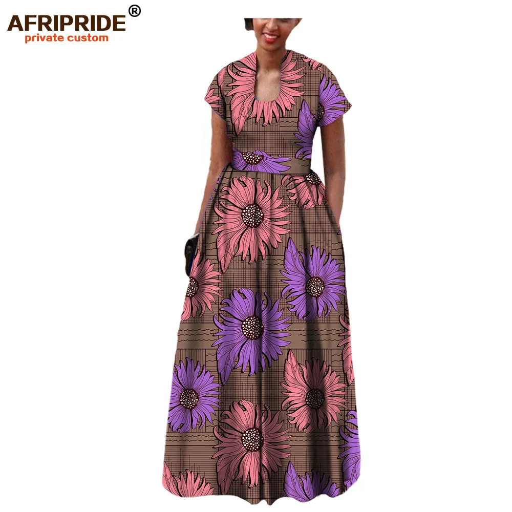 AFRIPRIDE/платье в африканском стиле для женщин; коллекция года; сезон осень; Короткие рукава с поясом; Длина до пола; вечерние платья в богемном стиле; A7225117