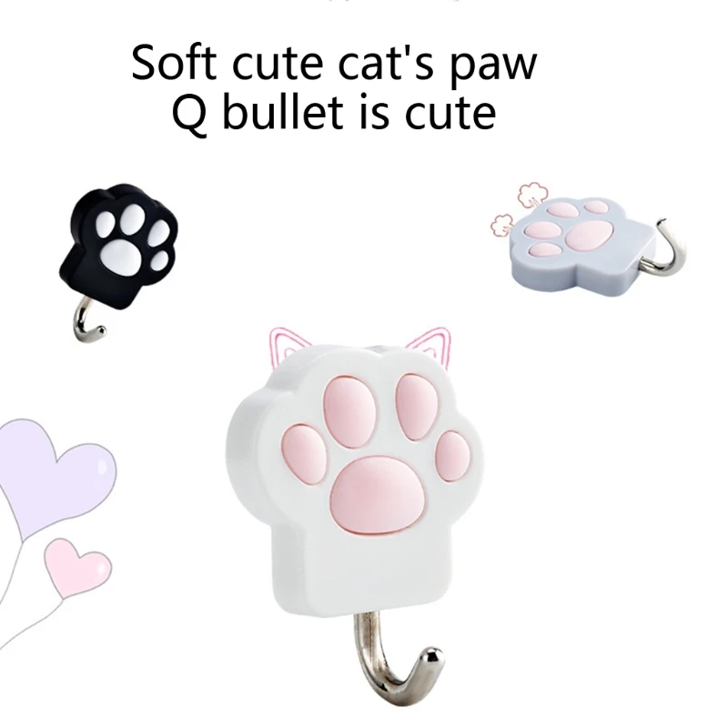 Wall Mount Hooks Creative Cats Paw Shape Hanger Punch Free Wall Mount Hook Towel Holder Home Storage Organizer