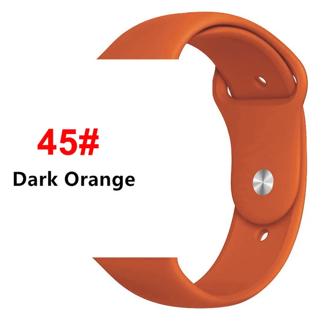 45 Dark orange Ремешок для Apple Watch 38 мм 42 мм iWatch 4 3 2 1 ремешок 44 мм 40 мм спортивный силиконовый ремень браслет для Apple Watch 5 Аксессуары - Цвет ремешка: 45 Dark orange