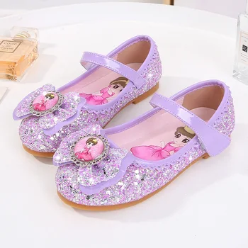 

Princess Girls Party Shoes Children blue Sequins High Heels Shoes Diamonds Girls leather shoes crystal Kids Shoes 4-10years