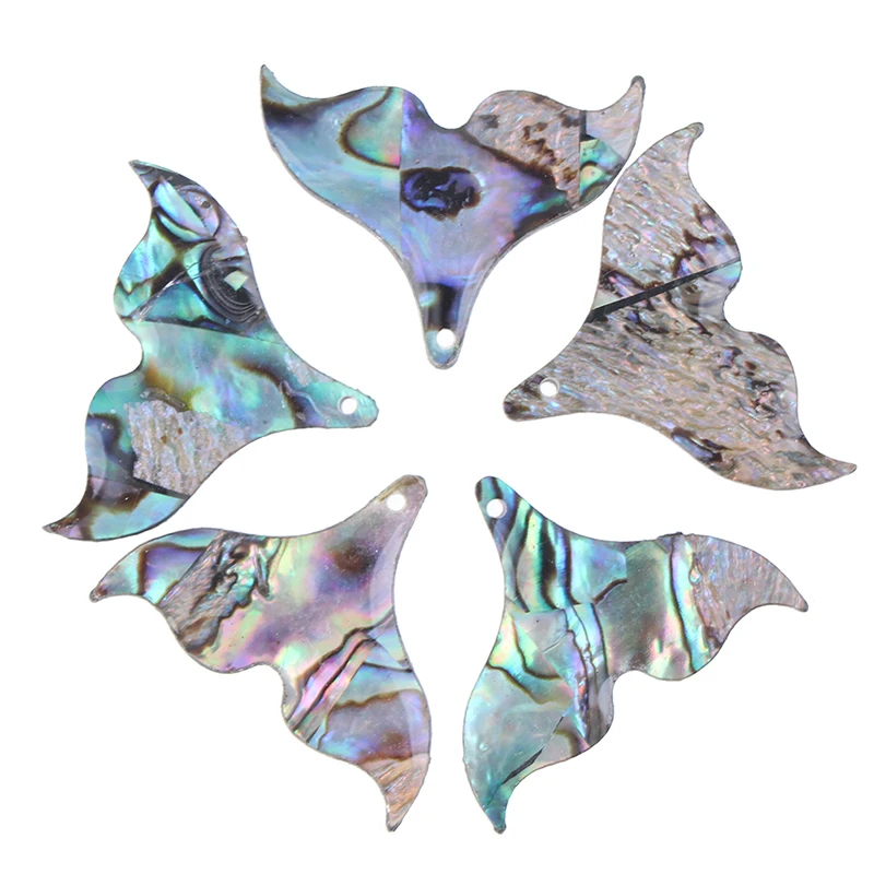 5PCS 25*20mm Natural Abalone Shell Fish Tail Pendants for DIY Jewelry