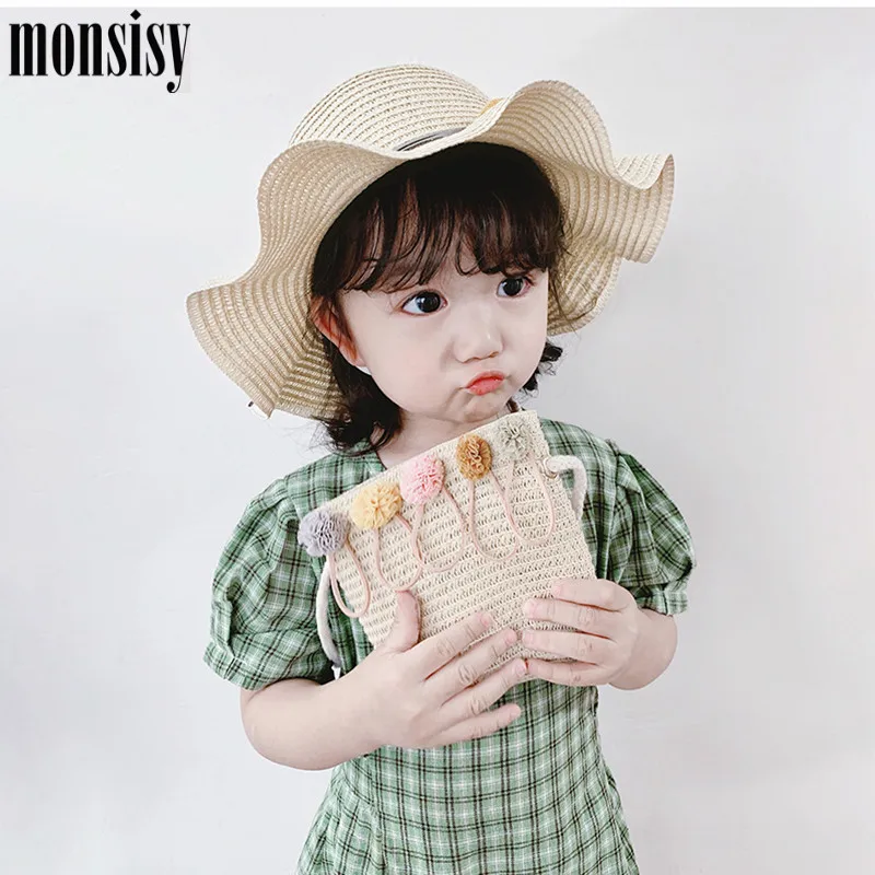 Детская соломенная сумка Monsisy Соломенная пляжная из ротанга для мальчиков и